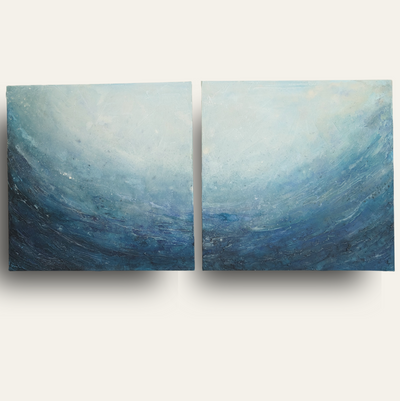 Glittering Waves | Diptych - Set of Two Original Abstract Paintings