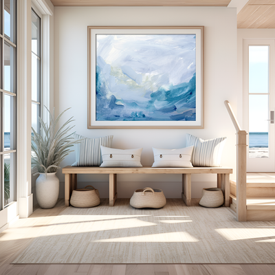 abstract blue painting for modern coastal decor