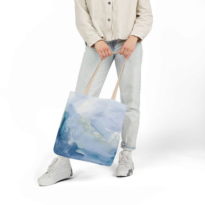 Canvas Tote Bag – Abstract Ocean Art Beach Tote, Blue Watercolor