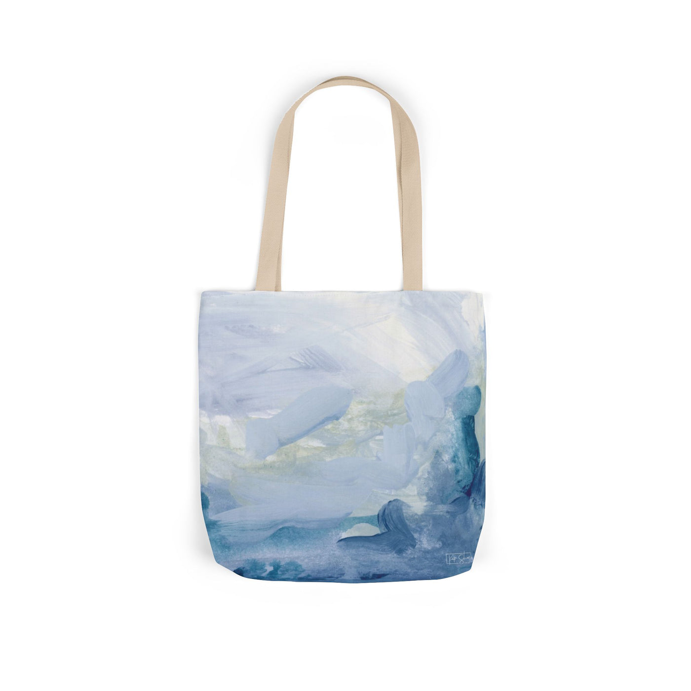 Canvas Tote Bag – Abstract Ocean Art Beach Tote, Blue Watercolor