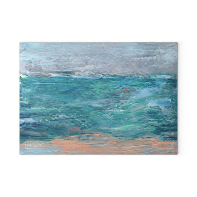Glass Cutting Board — Serene Seascape Ocean Art Cutting Board