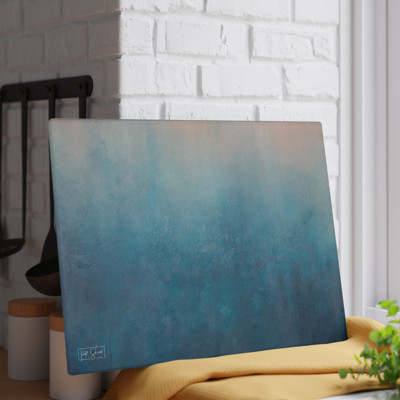 Glass Cutting Board - Teal and Pink Ocean Gradient