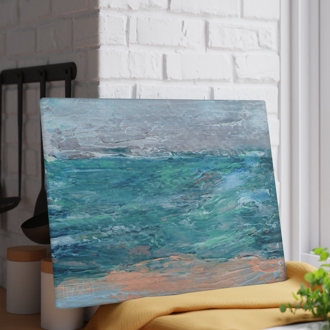 Glass Cutting Board — Serene Seascape Ocean Art Cutting Board