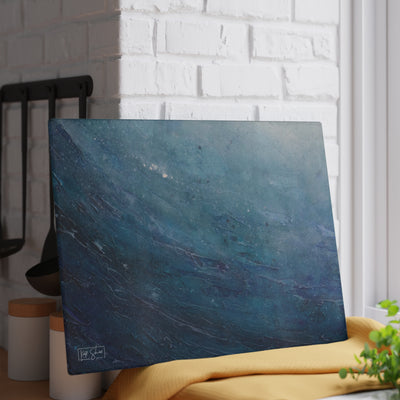 Glass Cutting Board - Blue Ocean Waves