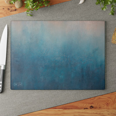 Glass Cutting Board - Teal and Pink Ocean Gradient