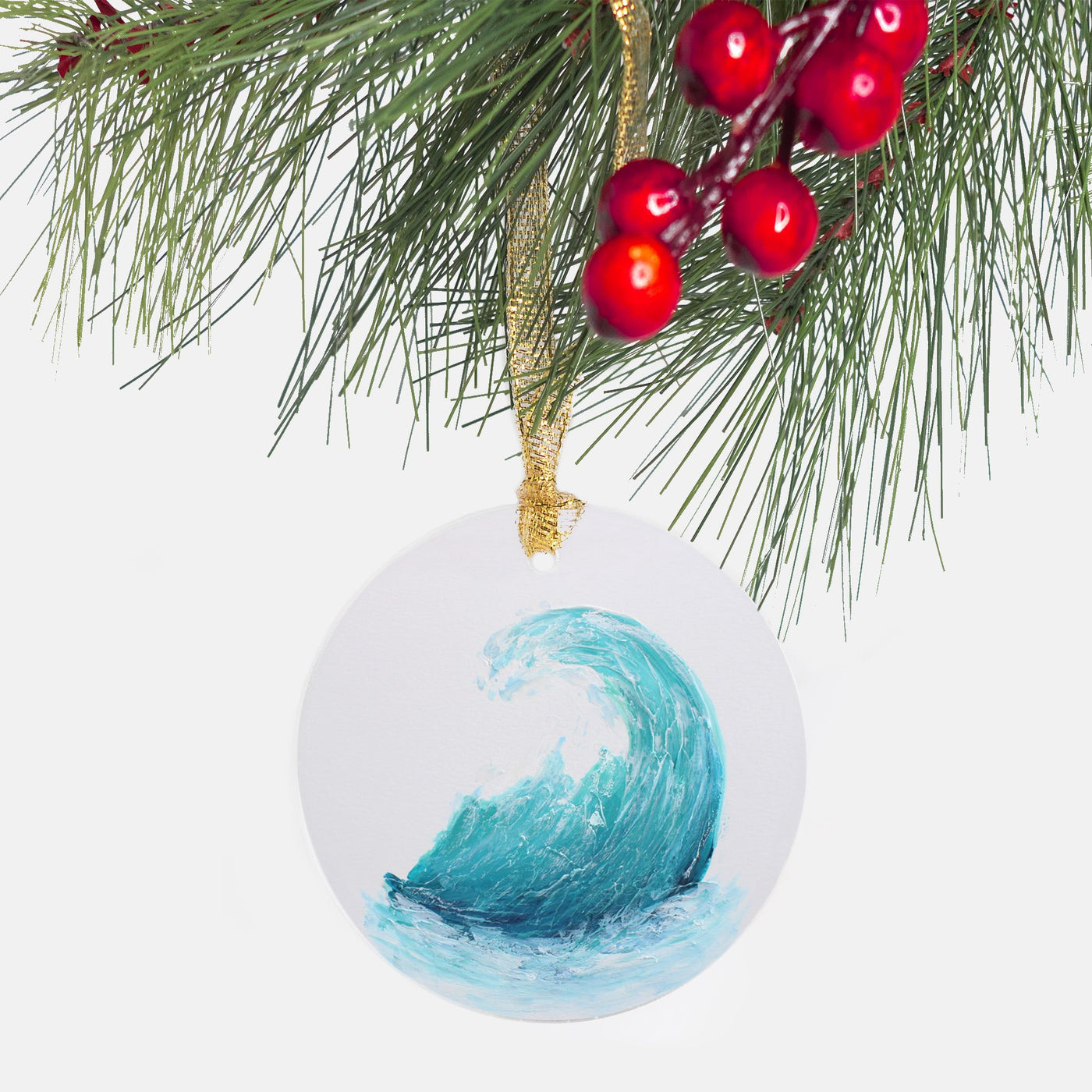 Round Glass Christmas Ornament - Wave