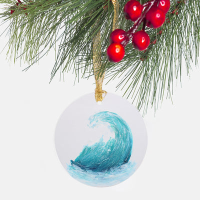Round Glass Christmas Ornament - Wave