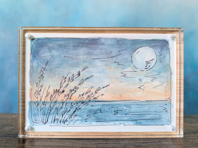 Beach Walk Sketch 3 - Framed Painting 4"x6"