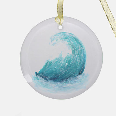 Round Glass Christmas Ornament - Wave