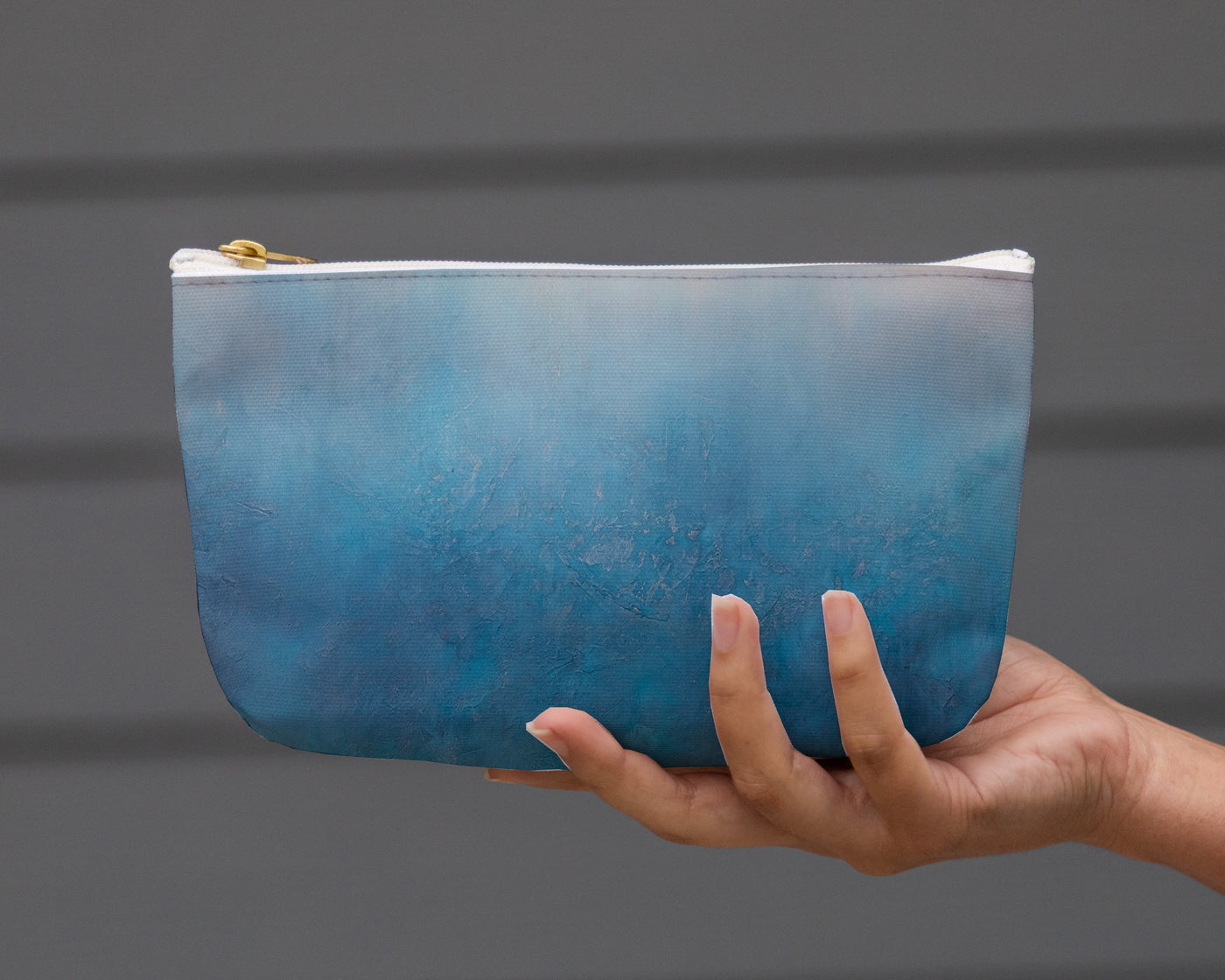 Small Travel Pouch - Morning Walk - Teal Ocean Ombre Accessory Pouch