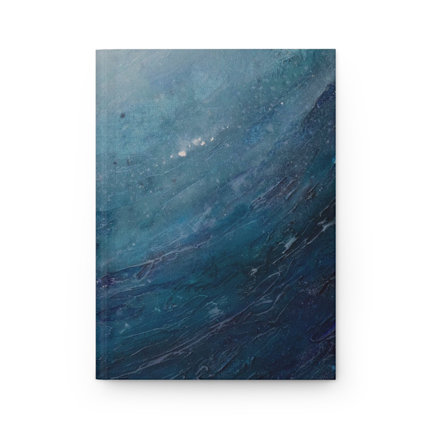 Blue marbled notebook on a white background