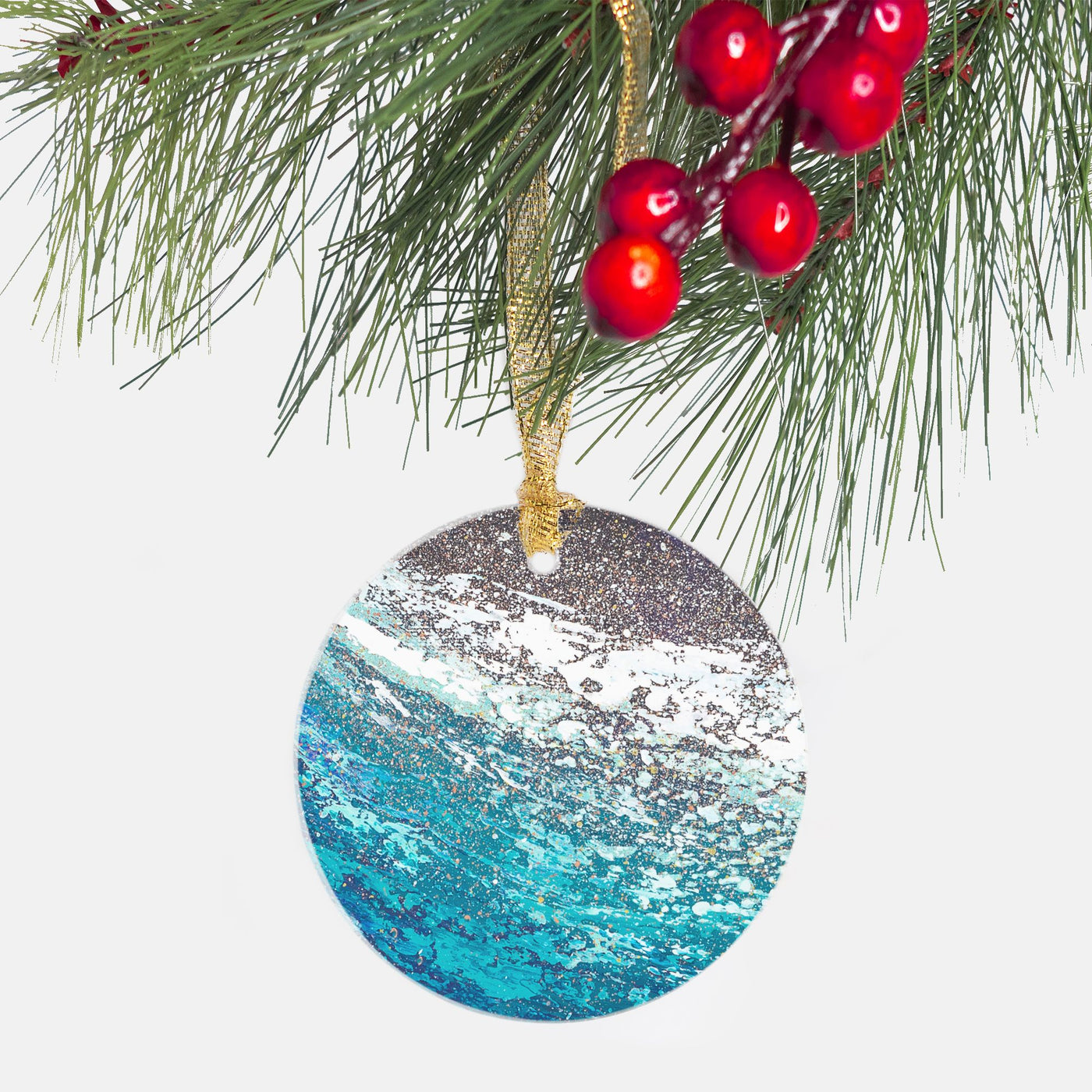 Round Glass Christmas Ornament - Bioluminescent