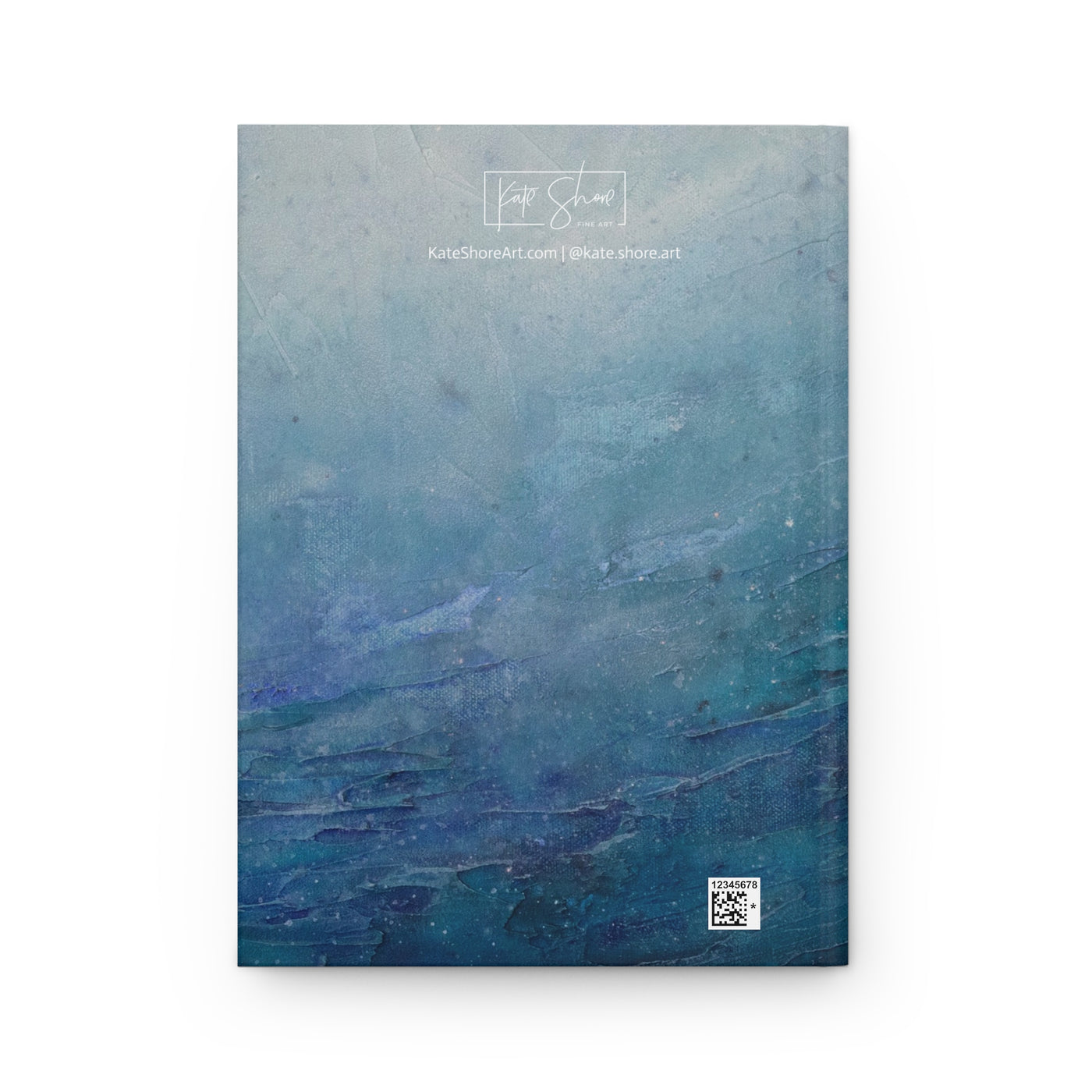 Blue textured notebook with a visible brand logo on a white background