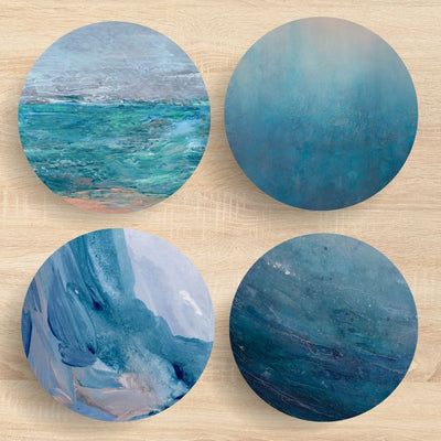 Set of 4 Round Coasters - Soft Coaster with Neoprene Back