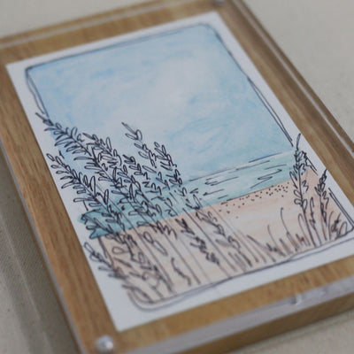 Beach Walk Sketch 1 - Framed Painting 5"x7"