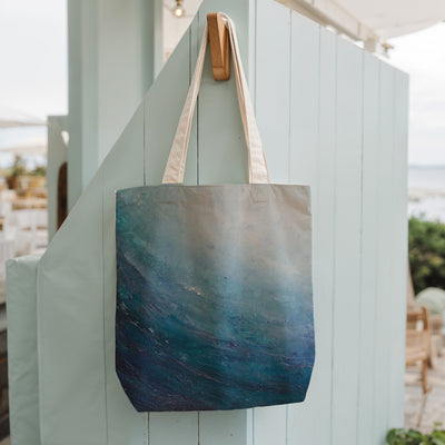 Canvas Tote - Blue Abstract Art Tote Bag - Glittering Ocean Waves