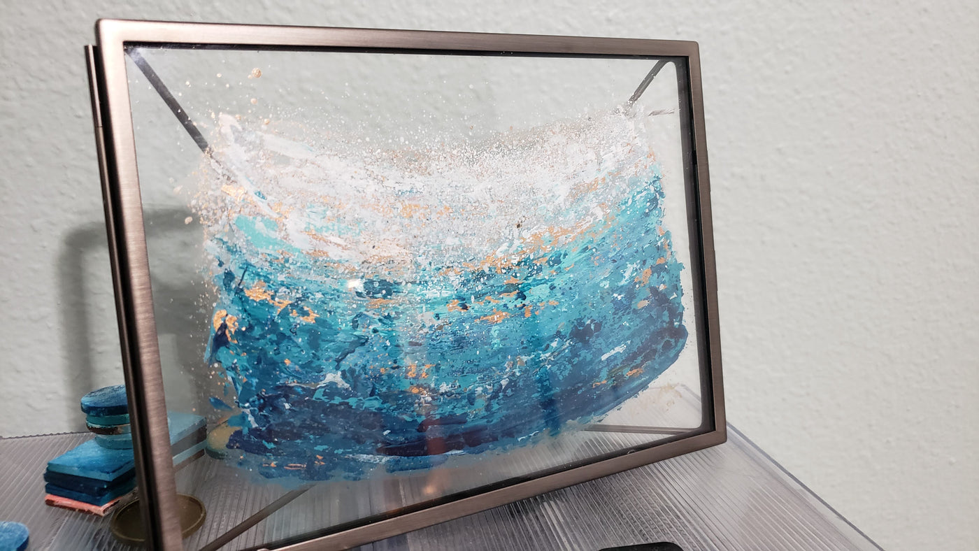 Small Abstract Painting on Glass - "Glimmer"