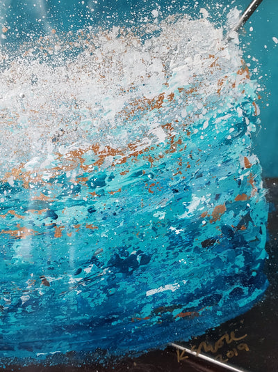 Small Abstract Painting on Glass - "Glimmer"