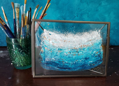 Small Abstract Painting on Glass - "Glimmer"
