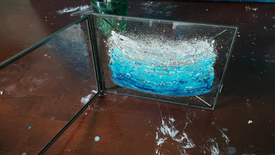 Small Abstract Painting on Glass - "Glimmer"