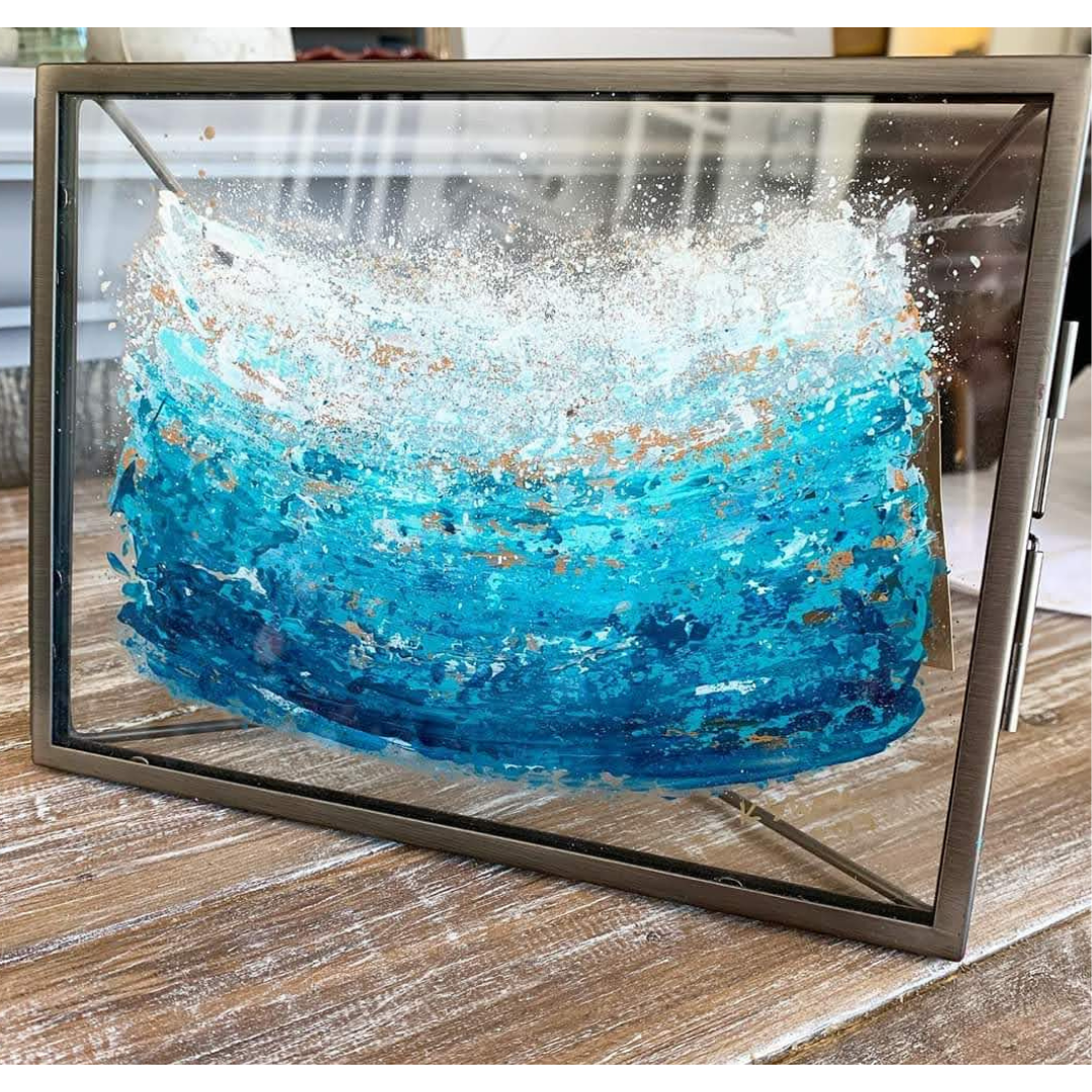 Small Abstract Painting on Glass - "Glimmer"