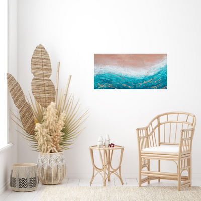 Abstract Coastal Wall Art | "Heat Wave" | 12" x 24" Original Acrylic Painting