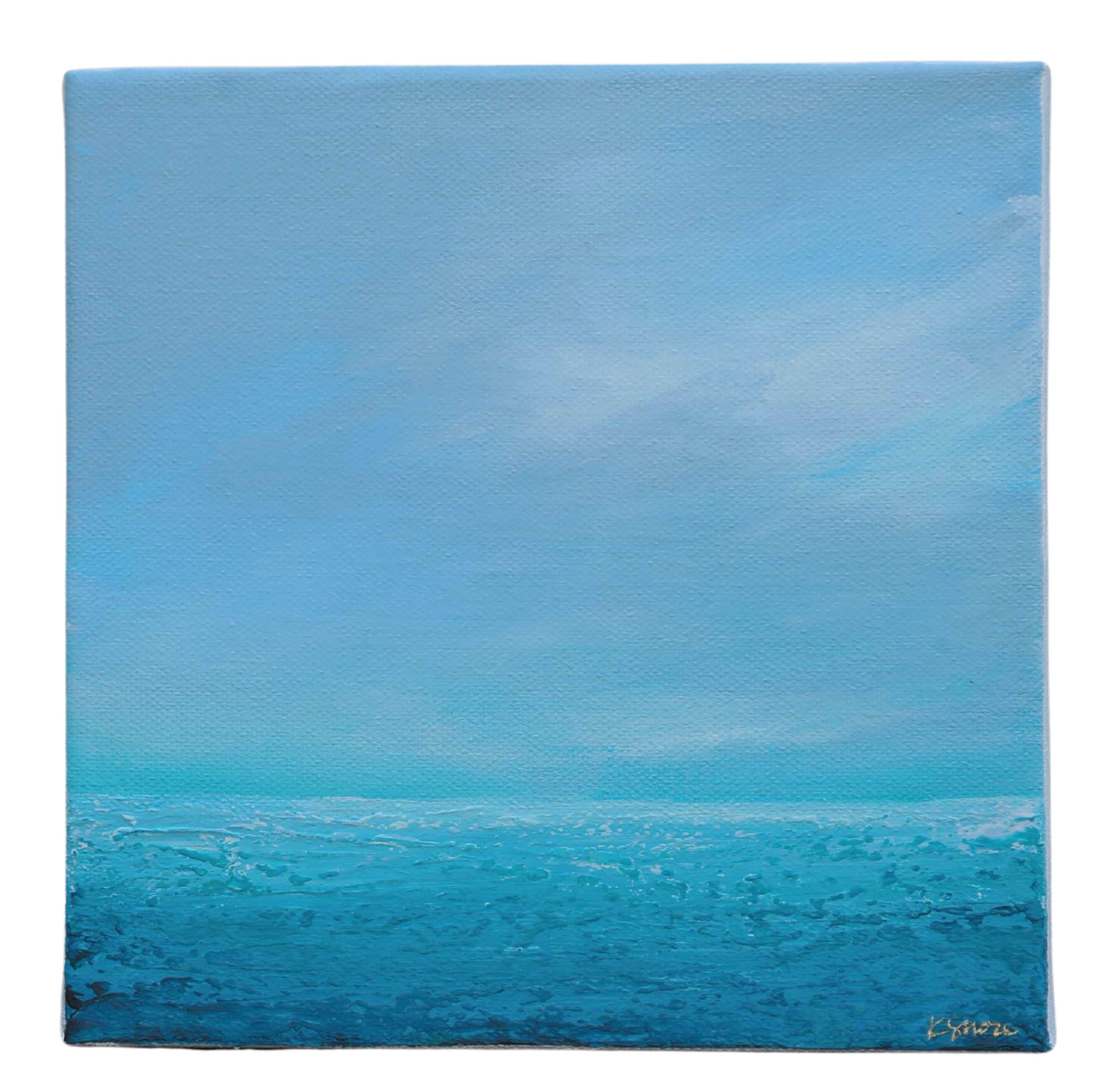 Small Abstract Seascape Painting | "Morning Mist" | 8" x 8" Original Artwork