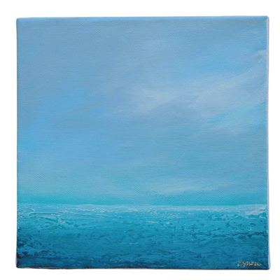 Small Abstract Seascape Painting | "Morning Mist" | 8" x 8" Original Artwork
