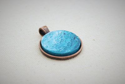 ocean necklace with blue round pendant - copper
