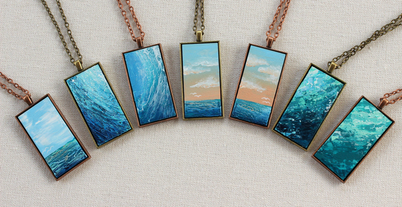 Ocean Wave Necklace - Blue Pendant
