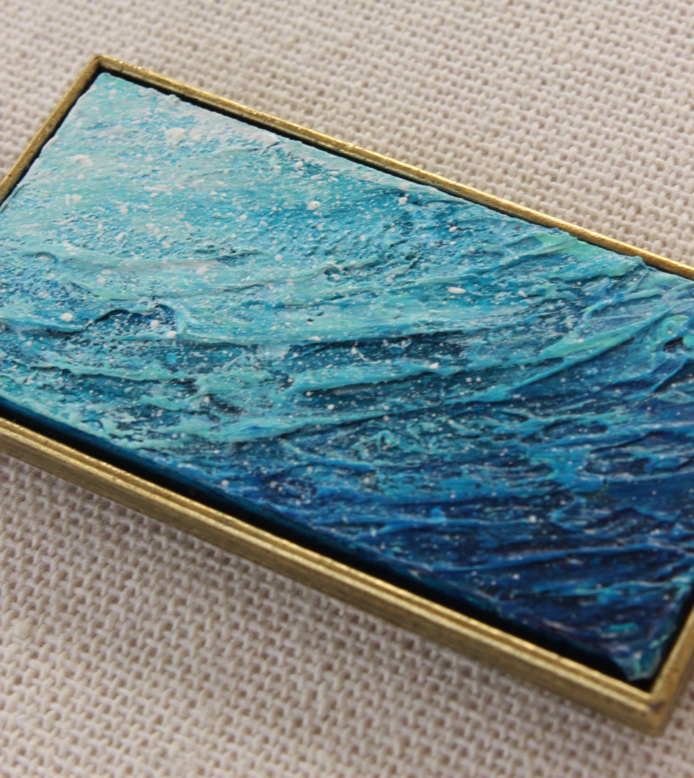 Ocean Wave Necklace - Blue and bronze Pendant