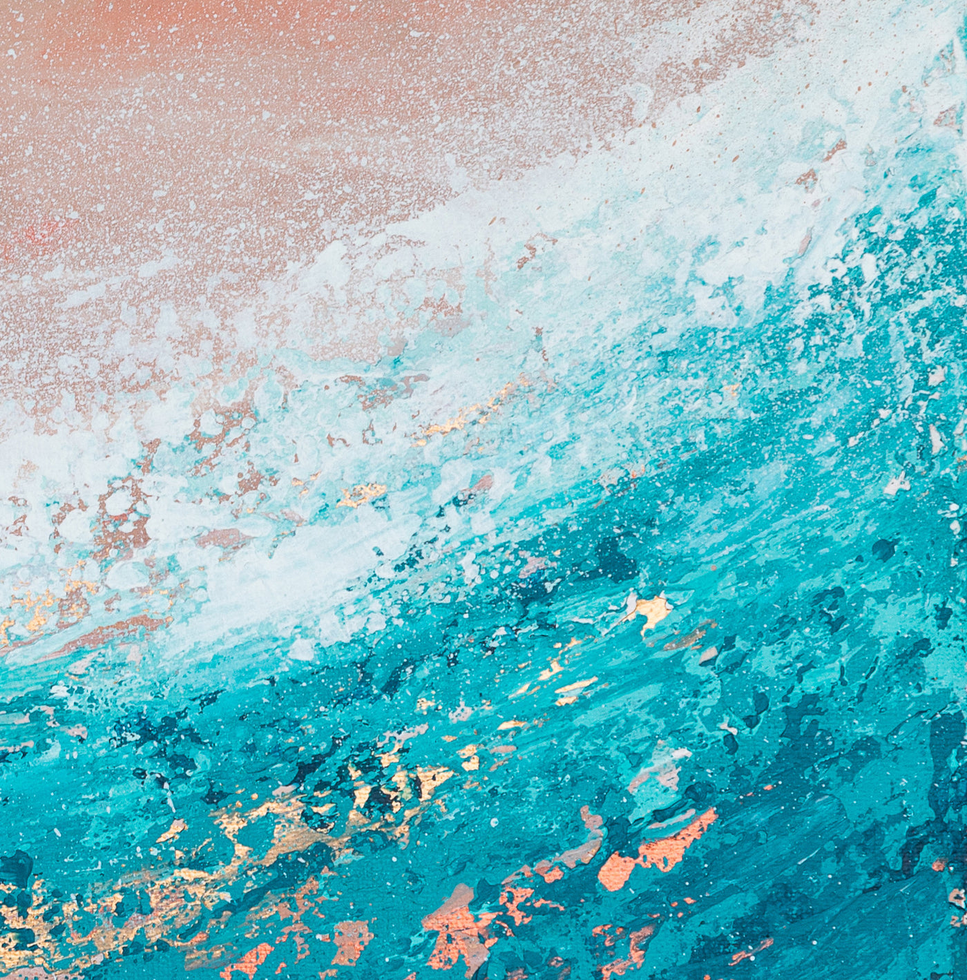 Abstract Coastal Wall Art pink and teal modern beach house