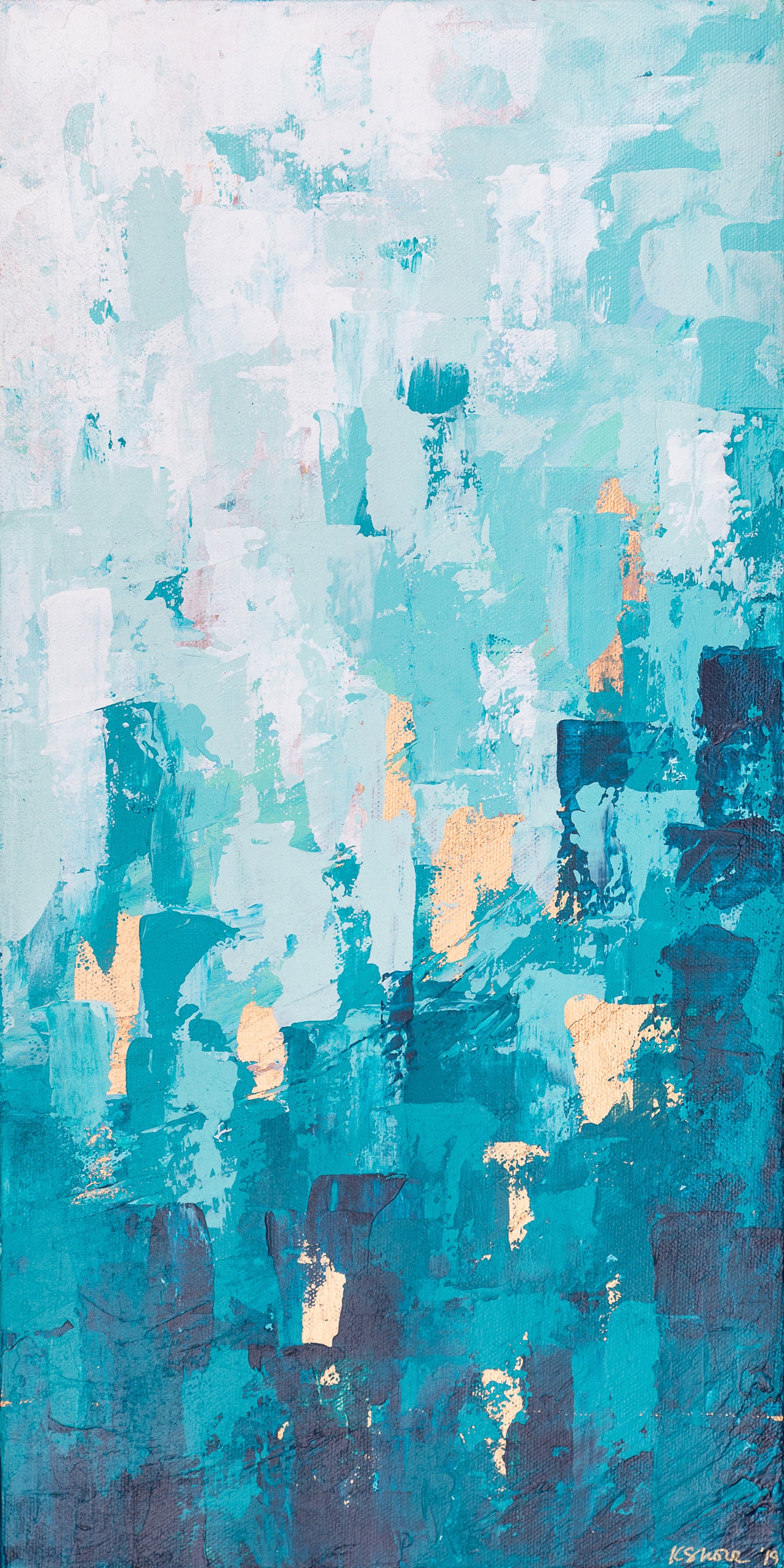 Teal and Copper Abstract Modern Wall Art 