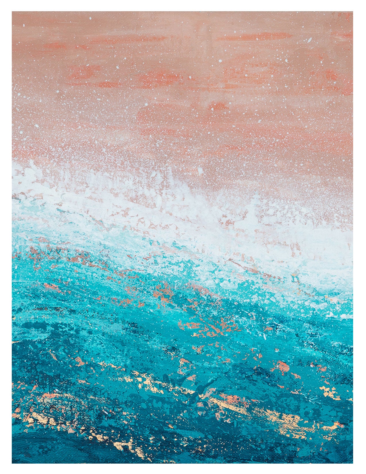 Blank Note Card - Pink and Teal Beach Art