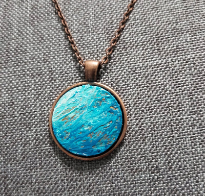 Hand Painted Necklace | Teal and Copper